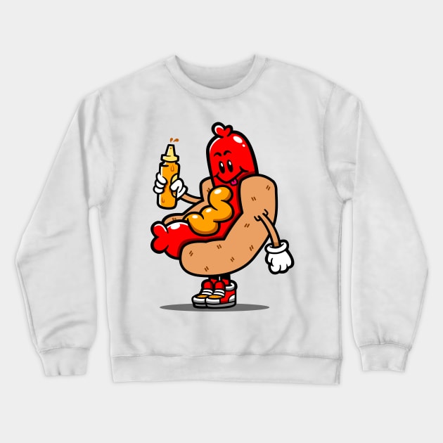 Hot Dog Kid Crewneck Sweatshirt by arigatodesigns